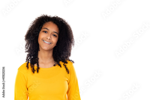 Adorable teenage doing gestures