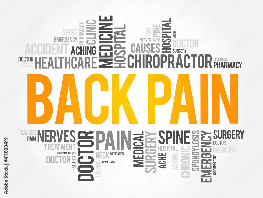 Back Pain word cloud collage, health concept background Back Pain word cloud collage, health concept background