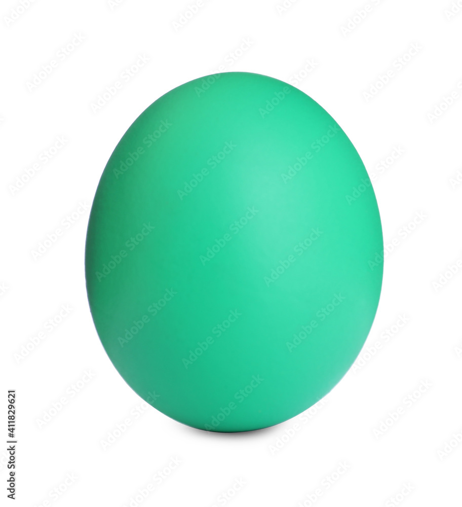 Painted green egg isolated on white. Happy Easter