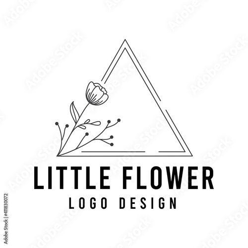 Flower line logo icon vector template.