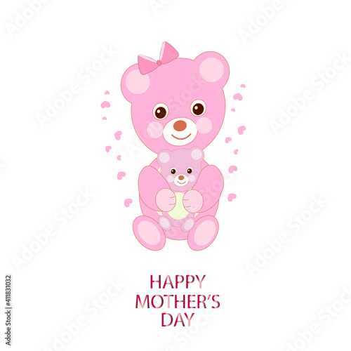 Wallpaper Mural Cute bears. Mother and baby. Teddy bears Happy Mother's day greeting card Torontodigital.ca
