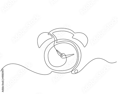 Alarm Clock Continuous Line Art Drawing. Clock Minimalist Trendy Contemporary Drawing.Line Illustration, Perfect for Wall Art, Prints, Social Media, Posters, Invitations, Branding Design. Vector