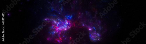 Fototapeta Naklejka Na Ścianę i Meble -  Banner Star field background . Starry outer space background texture . Colorful Starry Night Sky Outer Space background. 3D illustration