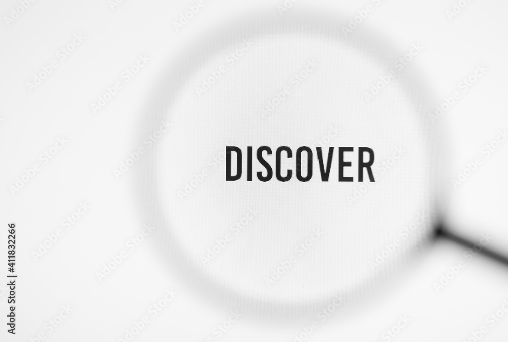 Text discover on screen through magnifying glass Text discover on screen through magnifying glass