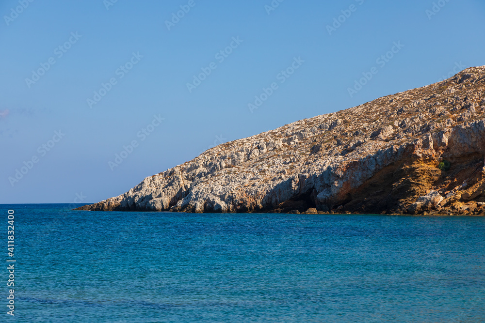 View of the coast of the island of Folegandros, Greece.