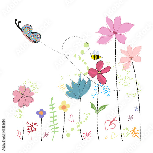 Spring time decorative flower illustration greeting card