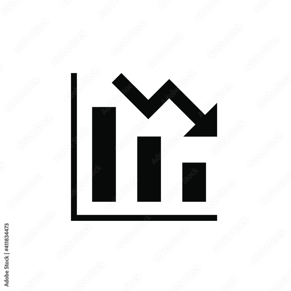Graph down, reduce progress glyph icon. Simple solid style efficiency decrease graphic, finance chart, abstract graph, trend vector illustration. Arrow below, bankrupt. EPS 10 Graph down, reduce progress glyph icon. Simple solid style efficiency decrease graphic, finance chart, abstract graph, trend vector illustration. Arrow below, bankrupt. EPS 10