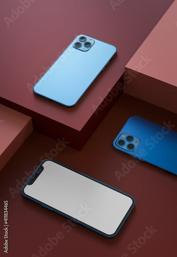 Wallpaper Mural Some telephones located at various heights, strategically placed forming an isometric grid,Place your Design, 3d Render Torontodigital.ca