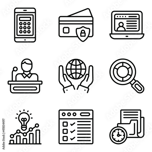 Pack of E Business Linear Icons 