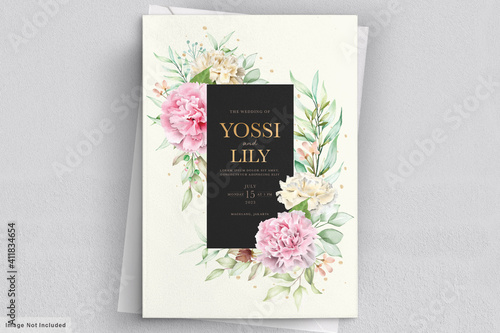 carnation flower invitation card set