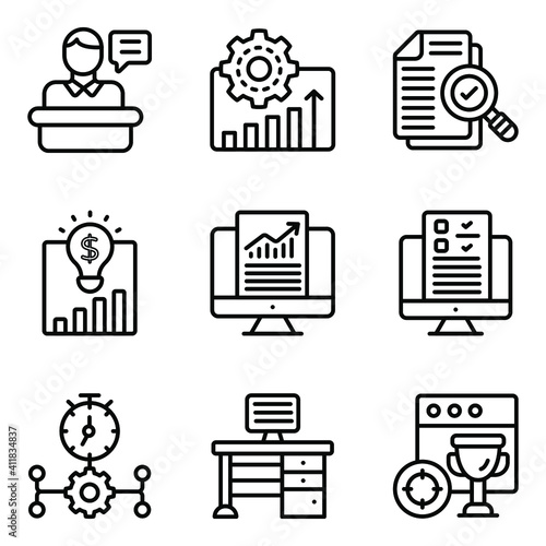 Business and Finance Linear Icons Pack