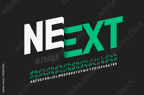 Modern font design with some alternate letters, alphabet and numbers
