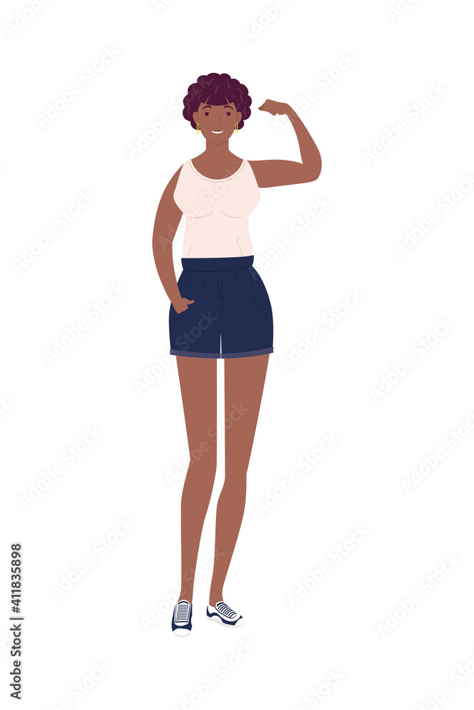 young strong afro woman avatar character young strong afro woman avatar character