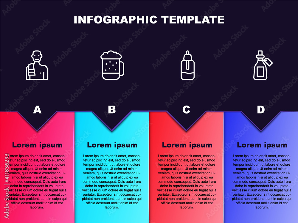 Set line Man in the sauna, Wooden beer mug, Essential oil bottle and . Business infographic template. Vector.