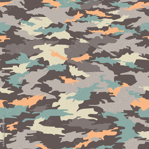 Abstract vector military camouflage. Seamless pattern. Vector Illustration. Multicolor