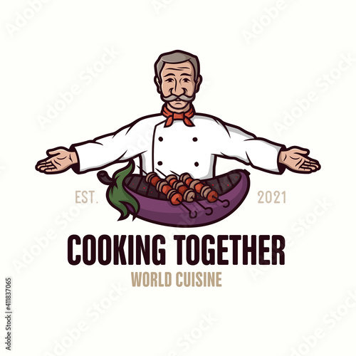 Modern professional logo in the culinary industry, with a picture of a man