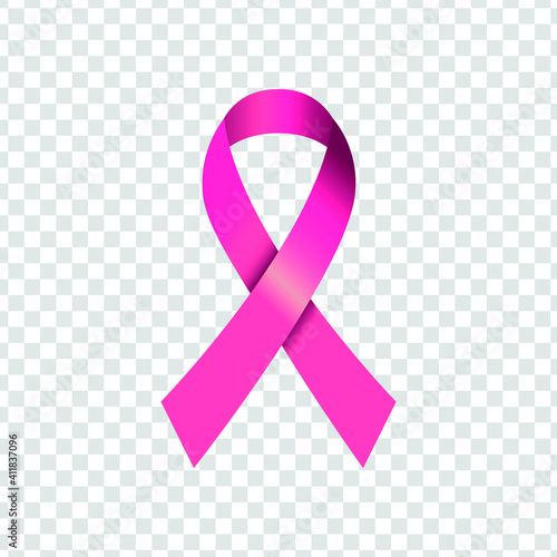 Emblem of breast cancer. Image of the pink bow. Editable vector.