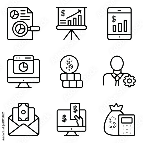 Statistical Data Linear Icons Pack 