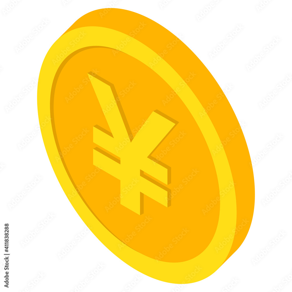 Coin icons. Yuan coin. Currency symbols in isometric, 3D style. Vector Coin icons. Yuan coin. Currency symbols in isometric, 3D style. Vector