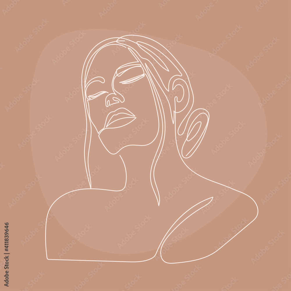 Woman lineart portrait pattern background. Line drown artwork for beauty shop poster, cosmetology center card, t shirt peint, girl's party flyer etc Woman lineart portrait pattern background. Line drown artwork for beauty shop poster, cosmetology center card, t shirt peint, girl's party flyer etc