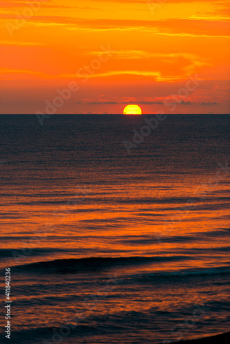 Beautiful red sunset on the sea landscape