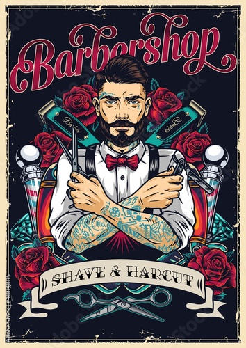 Barbershop vintage colorful poster
