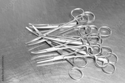 surgical instrument on sterile table photo