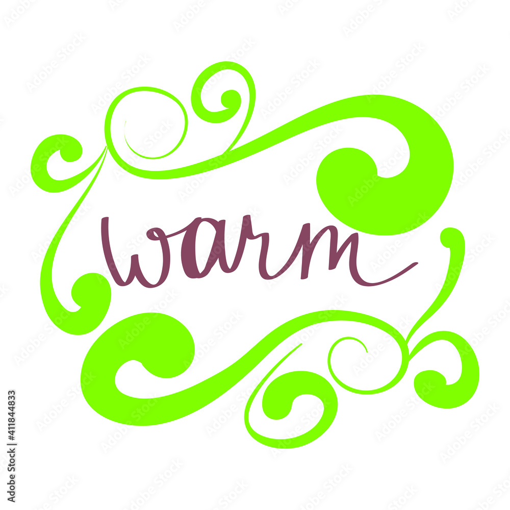 Fototapeta premium Vector illustration of isolated spring lettering with abstract elements. Calligraphy quote on white background. Handwritten typography design. Can be used for flyers, banners or posters. 