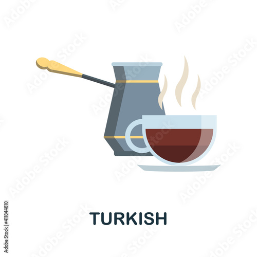 Turkish ����� flat icon. Color simple element from coffee collection. Creative Turkish ����� icon for web design, templates, infographics and more