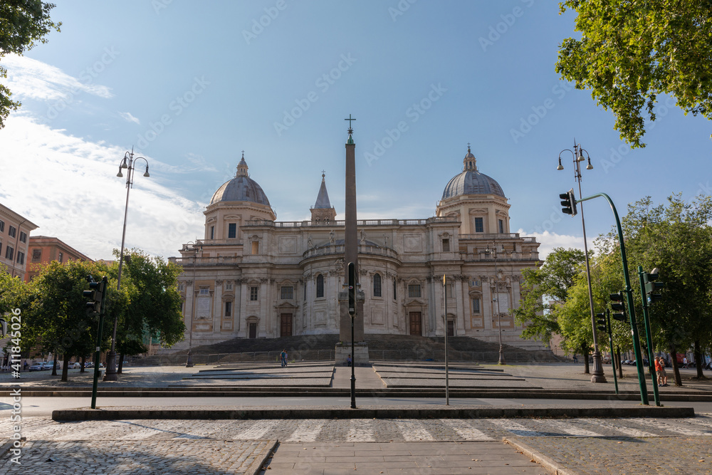 Panoramic view of exterior of the Basilica di Santa Maria Maggiore