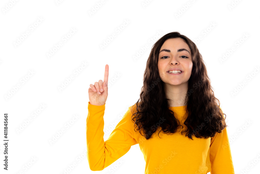 Adorable teenage girl with yellow sweater Adorable teenage girl with yellow sweater