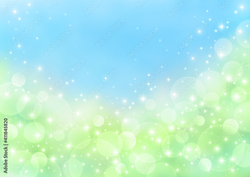 Obraz premium 青空と光の背景、緑