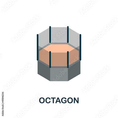 Octagon flat icon. Color simple element from combat sport collection. Creative Octagon icon for web design, templates, infographics and more