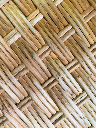 Wicker surface element made of natural rods