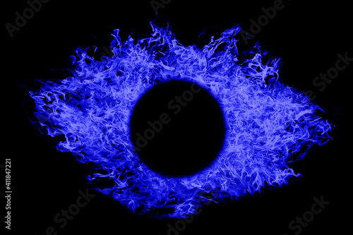 Blue flame on black background