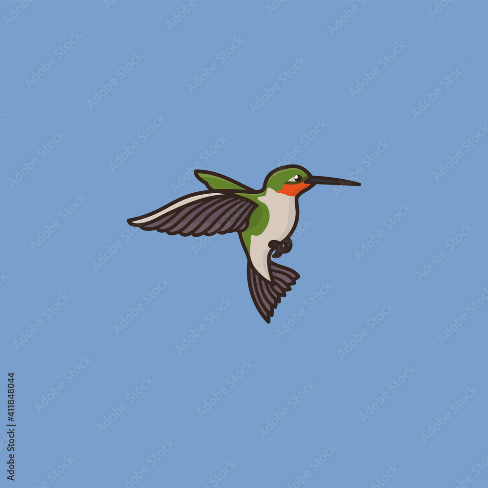 Obraz premium Ruby-throated hummingbird vector illustration for National Butterfly And Hummingbird Day on October 3