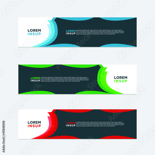 abstract geometric web design banner template isolated on dark grey background