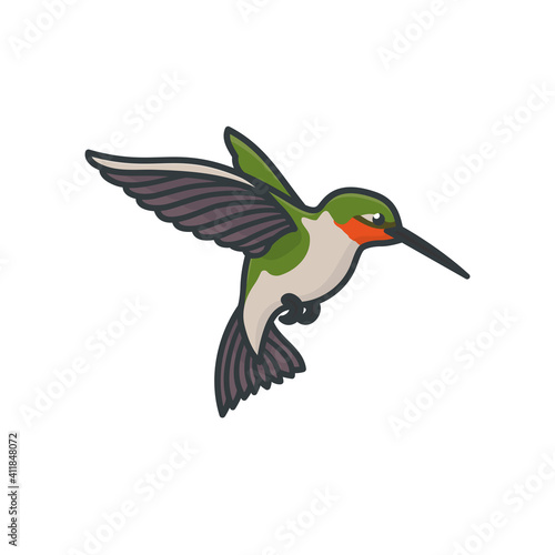 Ruby-throated hummingbird isolated vector illustration for National Butterfly And Hummingbird Day on October 3