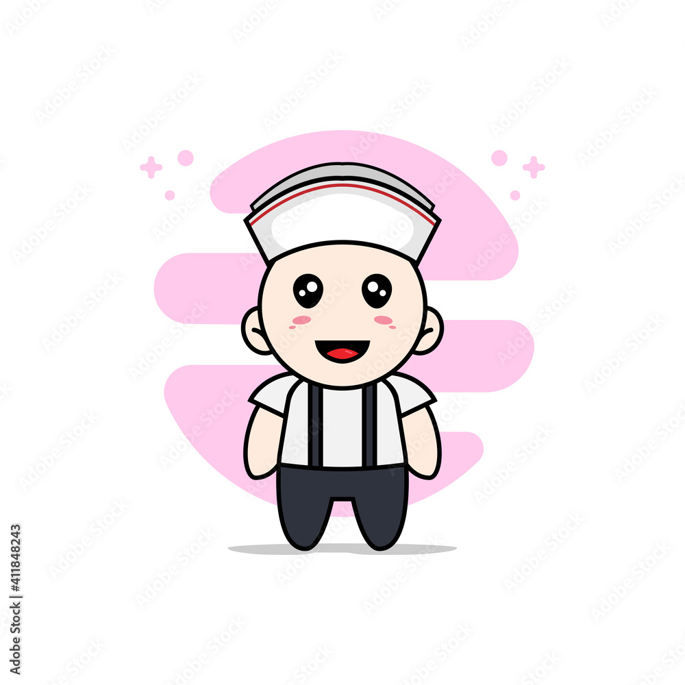 Cute geek boy character wearing nanny costume. Cute geek boy character wearing nanny costume.