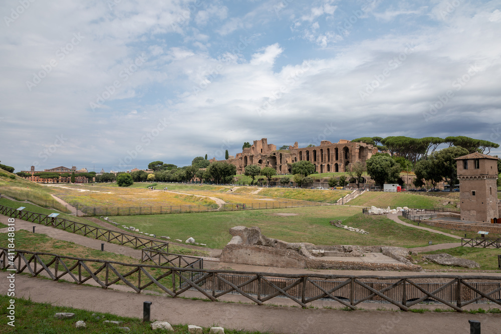 Panoramic view of temple of Apollo Palatinus and Circus Maximus