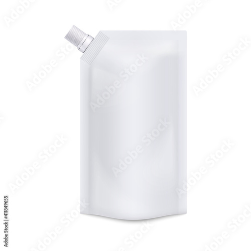 Blank doypack packaging with top spout realistic vector illustration isolated.