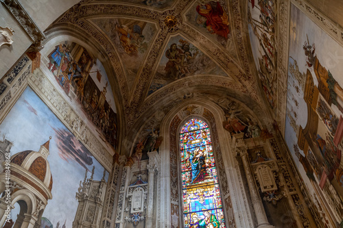 Panoramic view of interior of Basilica of Santa Maria Novella