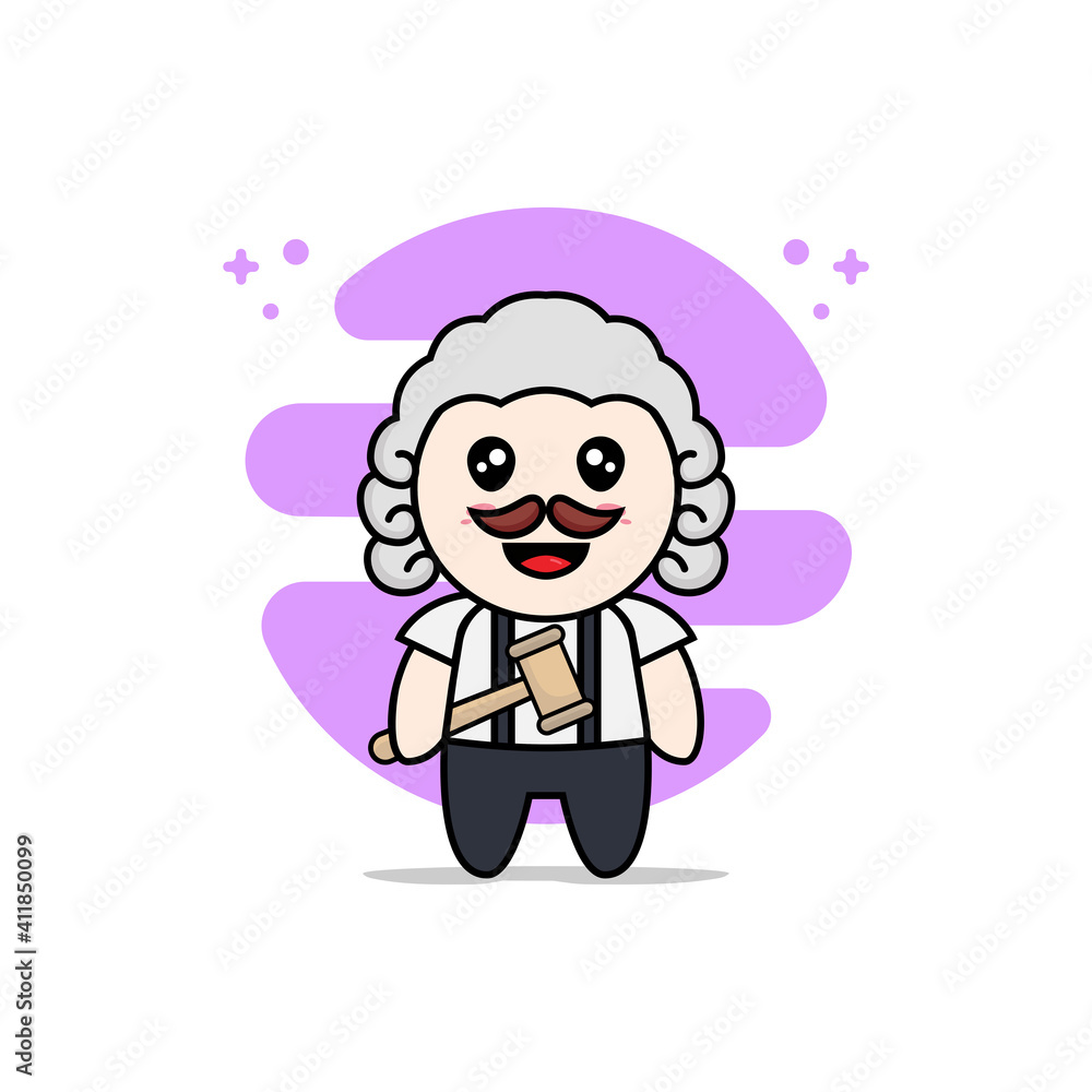 Cute geek boy character wearing judge costume. Cute geek boy character wearing judge costume.