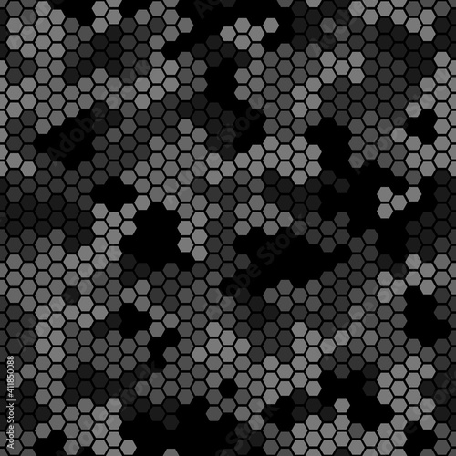 Repeating digital dotted hexagonal camo military texture background