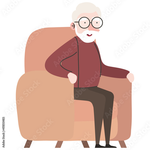 Fototapeta Naklejka Na Ścianę i Meble -  cute granfather member seated in sofa character vector illustration design