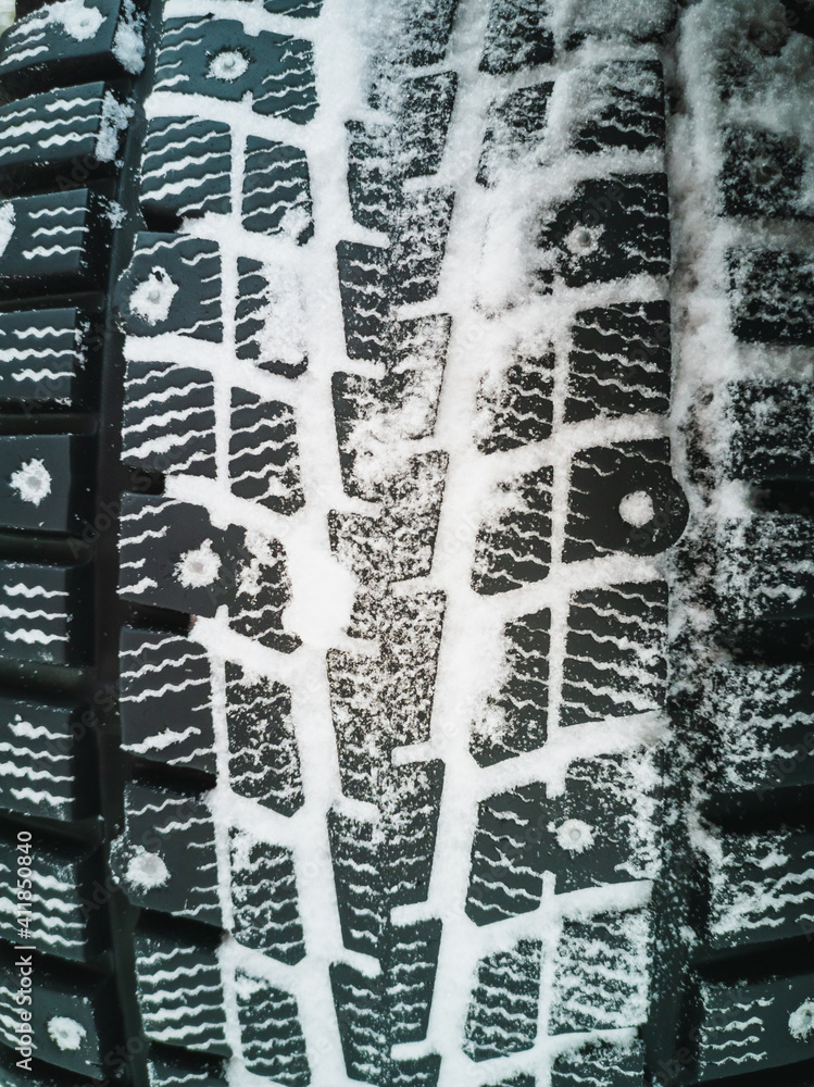 Winter tires with spikes for off-road vehicles.