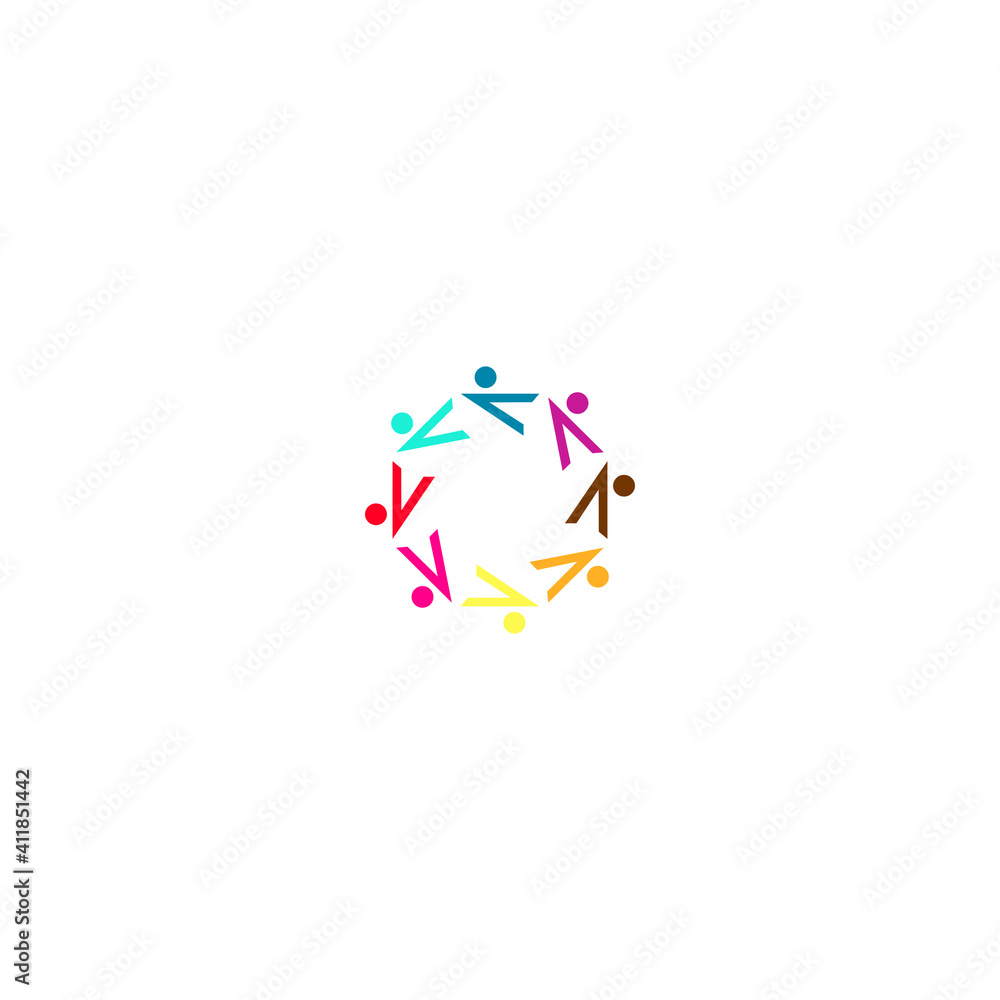 Colorful people together sign, symbol, art logo isolated on white