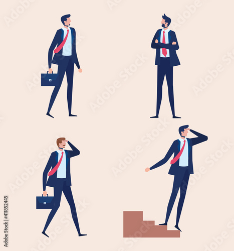 elegant businessmen workers standing characters vector illustration design