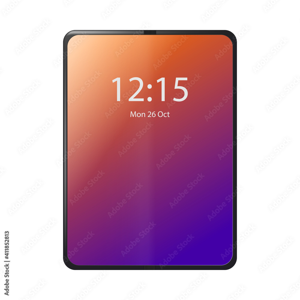 Flexible phone with foldable screen a vector isolated realistic 3d illustration. Flexible phone with foldable screen a vector isolated realistic 3d illustration.