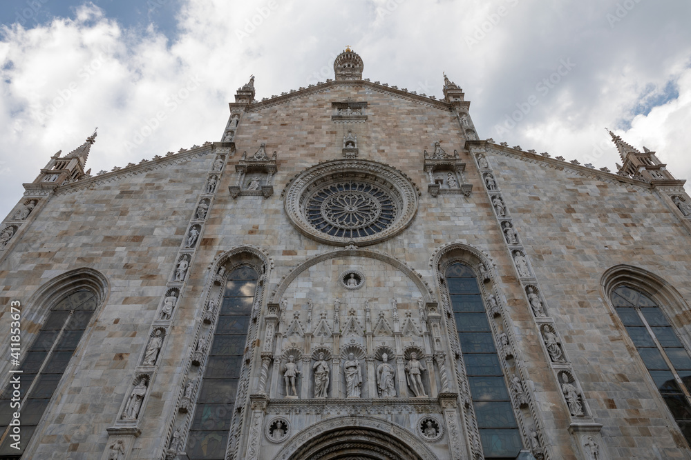 Closeup facade of Como Cathedral